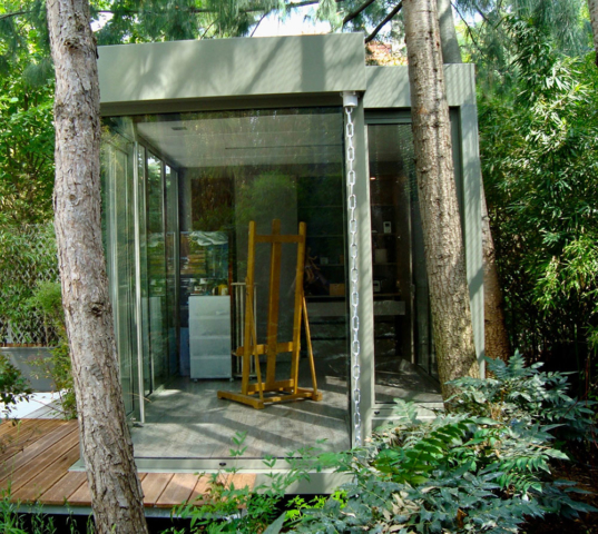 atelier, atelier de peinture, projet d’architecture, tiny architecture, architecture métallique, atelier d’artiste, atelier de jardin